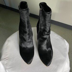 Givenchy Pony-Style Calfskin Black Wedge Ankle Boots, size 37